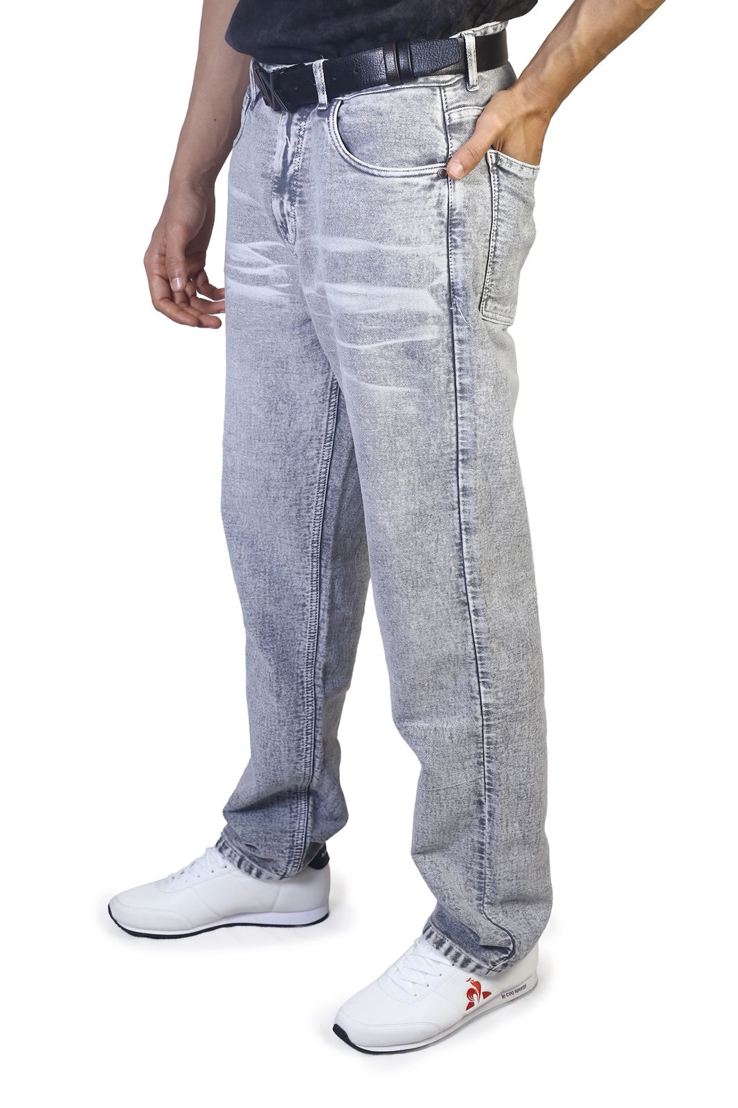 MENS REGULAR FIT JEANS- SILVER GREY
