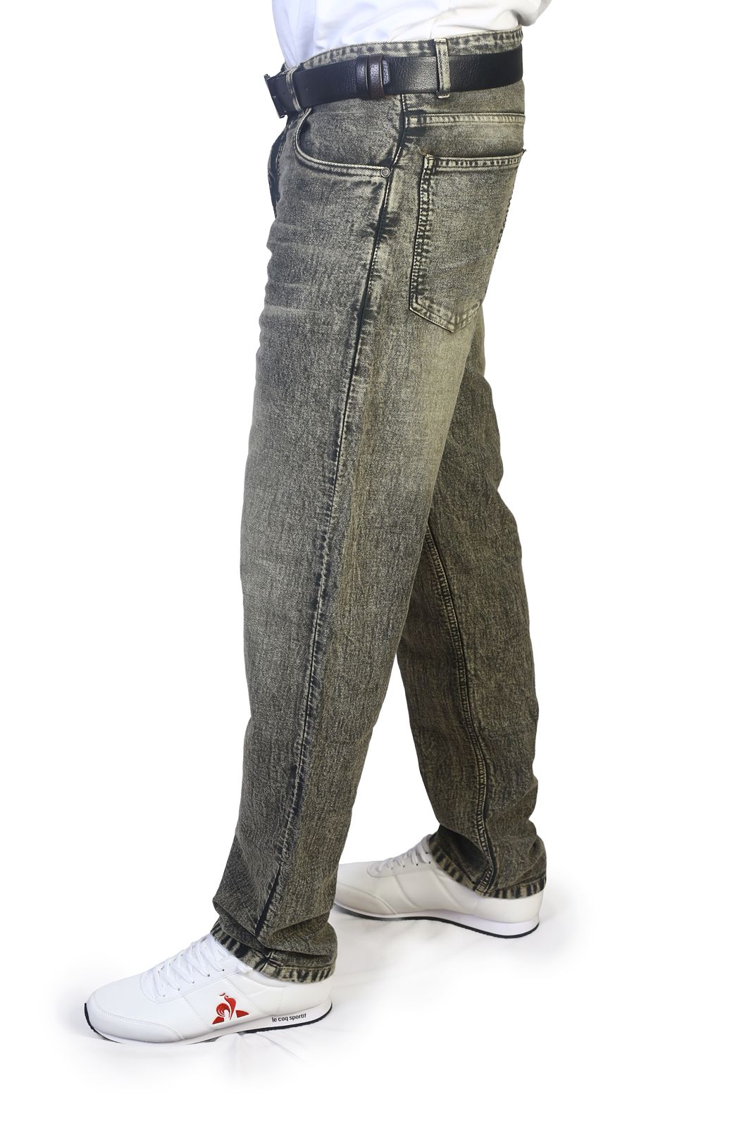 MENS REGULAR FIT JEANS-MEDIUM GREY WITH 3D