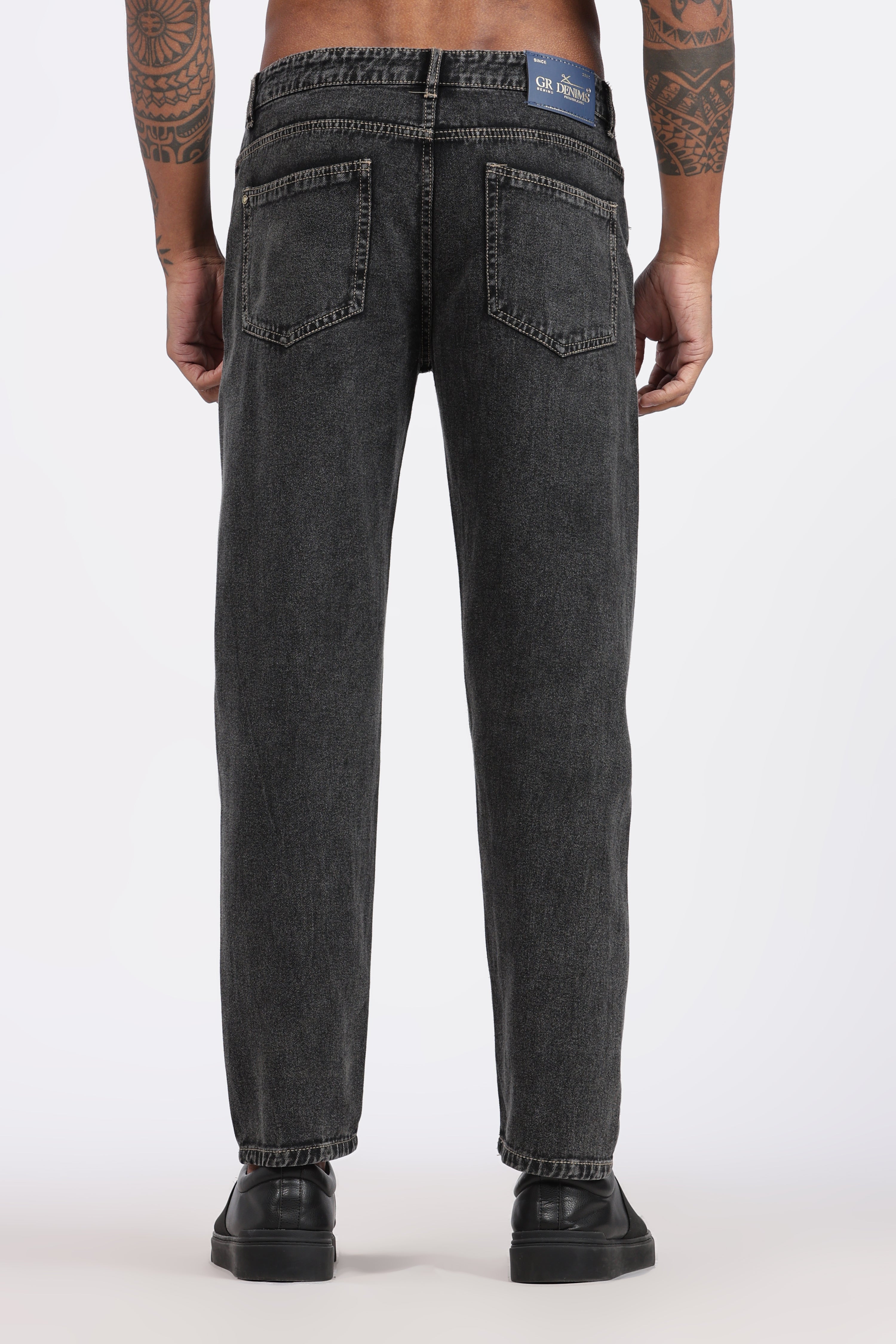 MENS MOM FIT - CHARCOLE BLACK DENIM JEANS