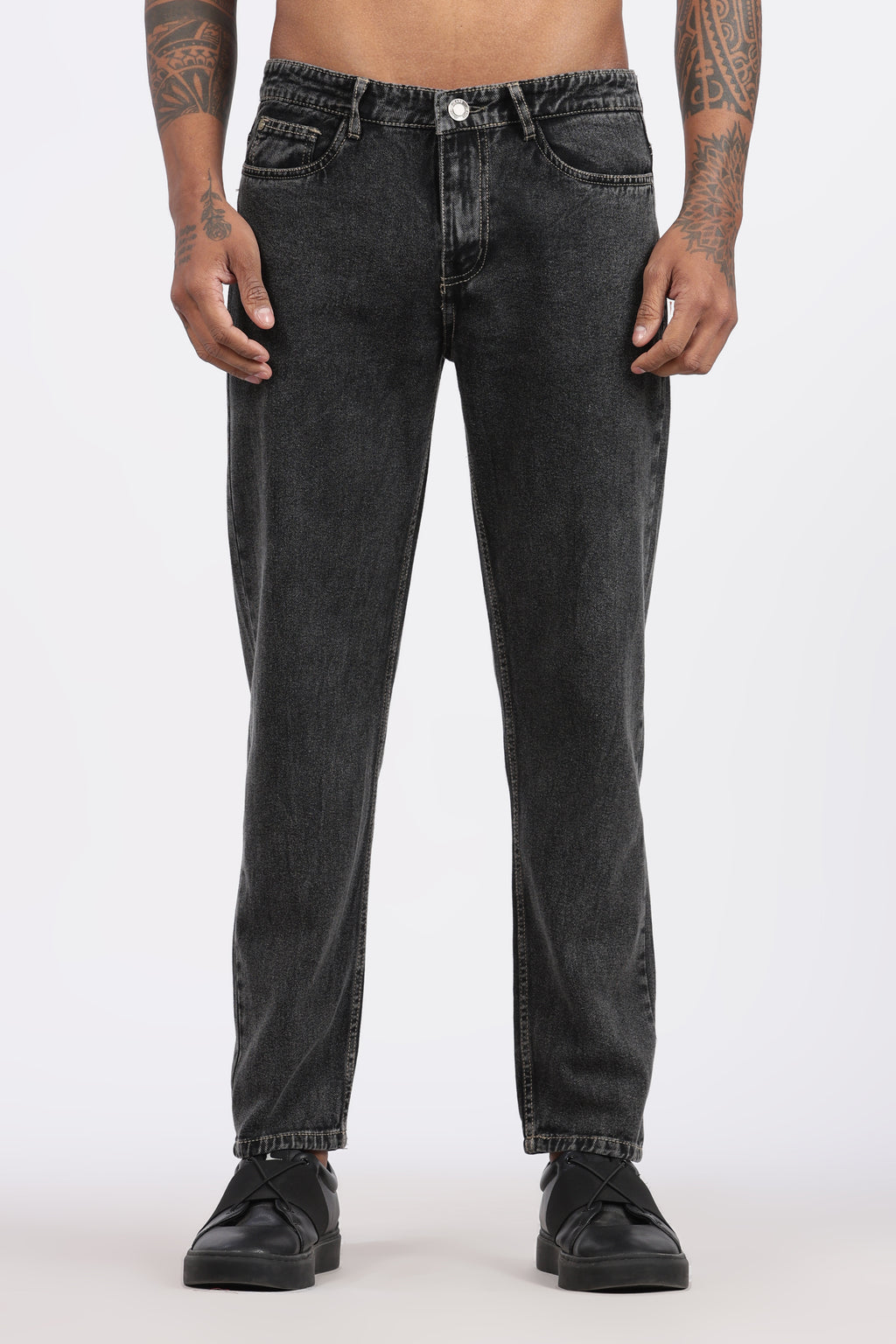 MENS MOM FIT - CHARCOLE BLACK DENIM JEANS