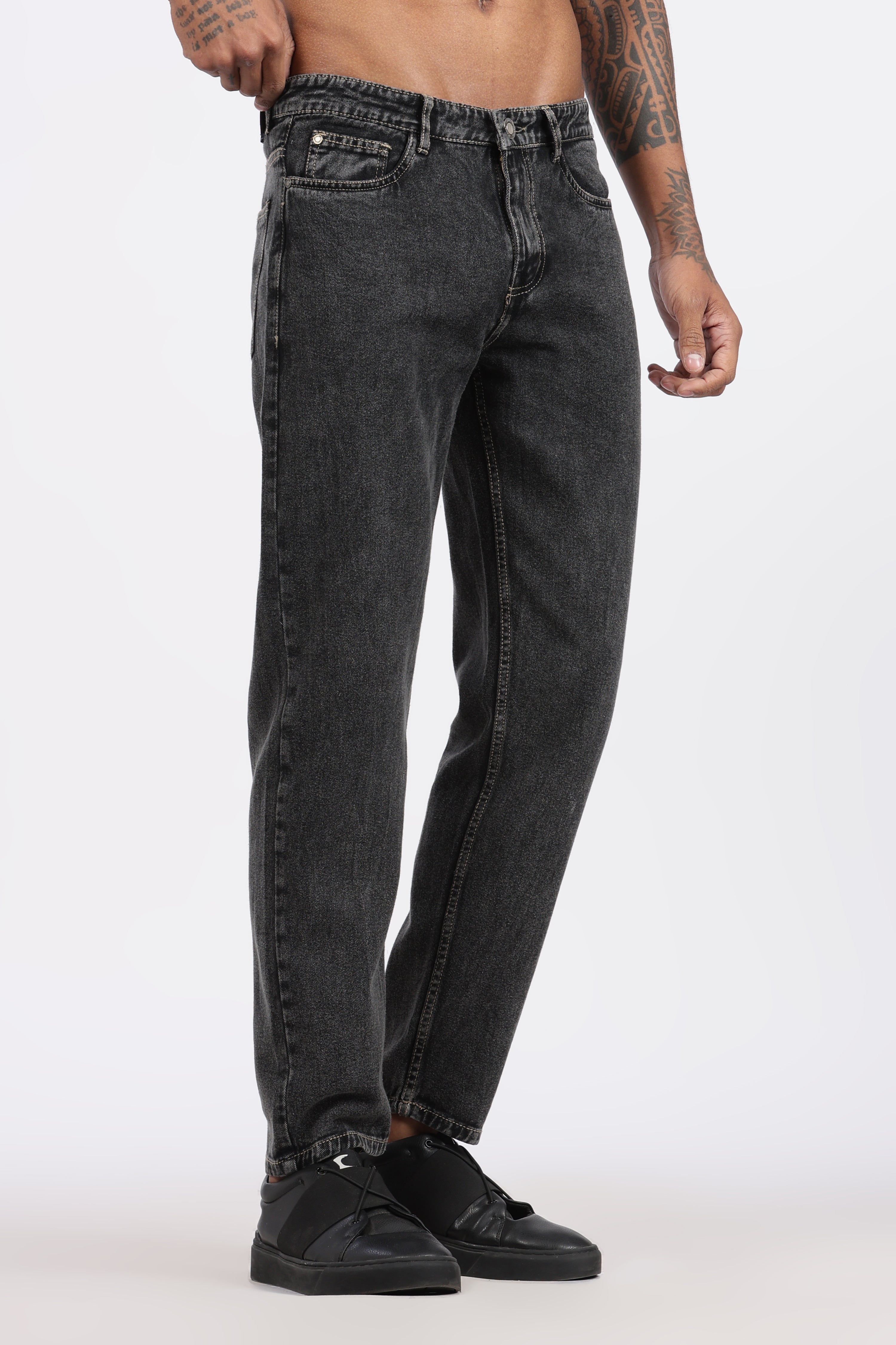 MENS MOM FIT - CHARCOLE BLACK DENIM JEANS