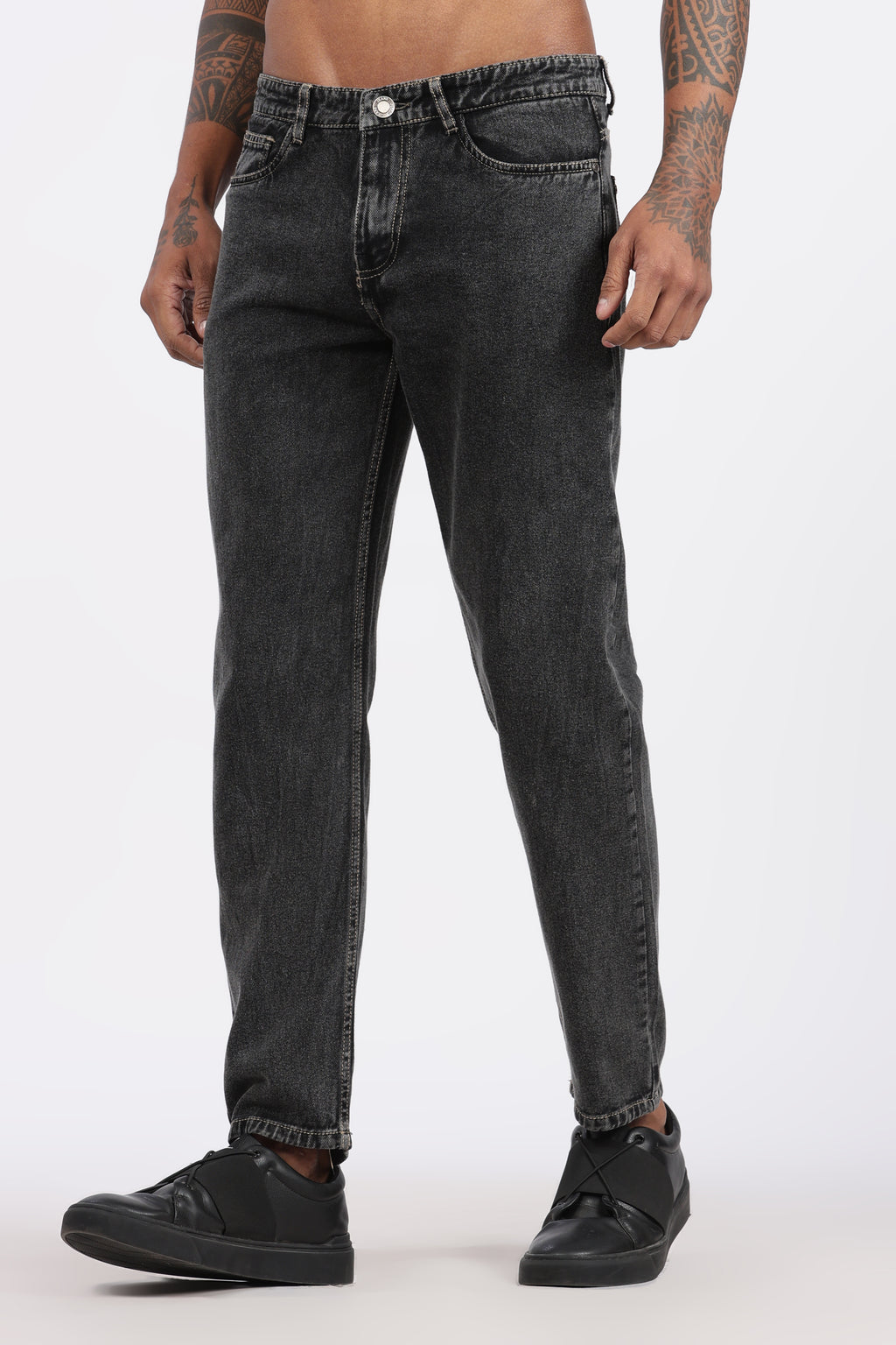 MENS MOM FIT - CHARCOLE BLACK DENIM JEANS
