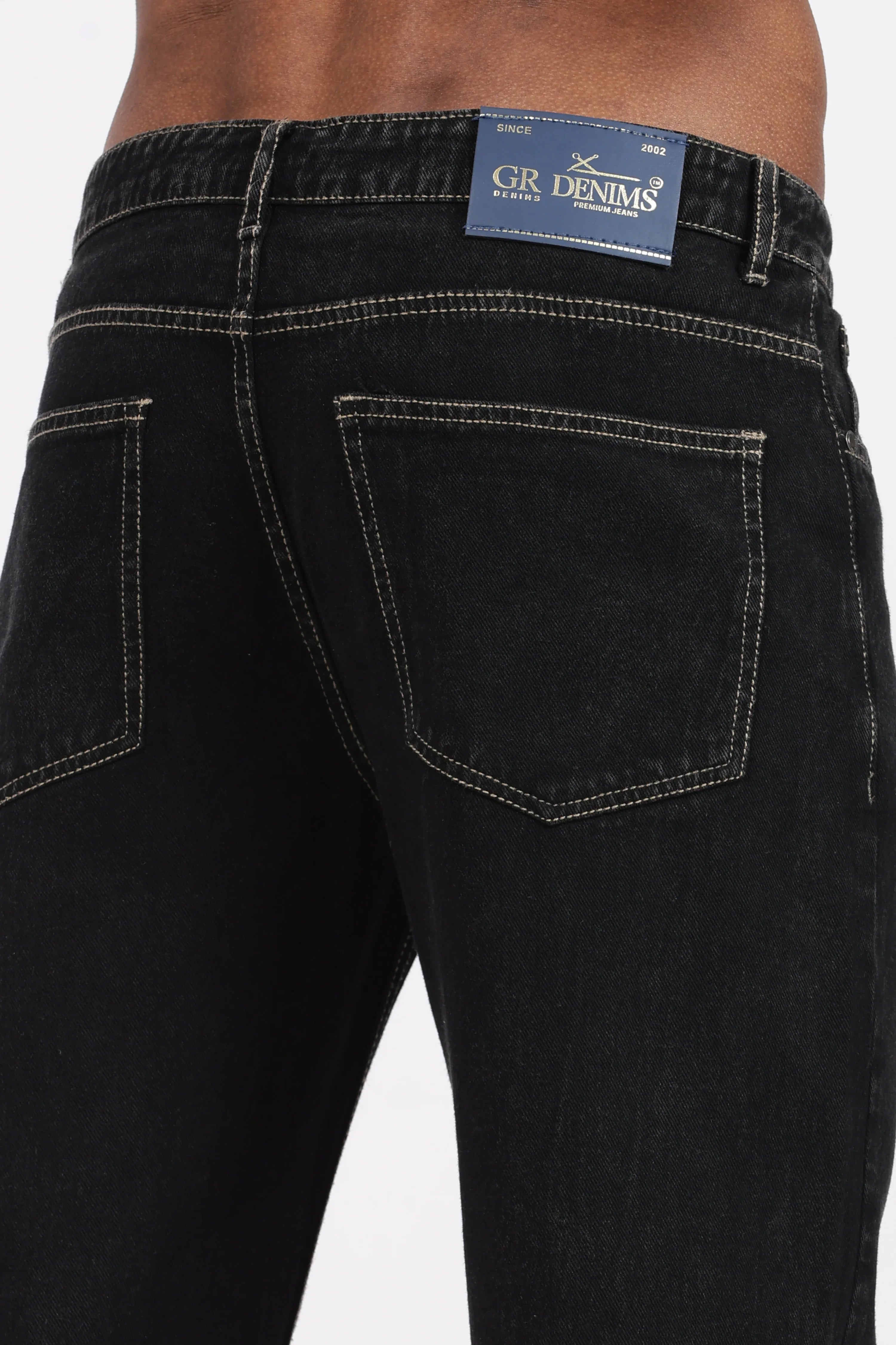 MENS MOM FIT - JET BLACK DENIM JEANS - GR DENIMS
