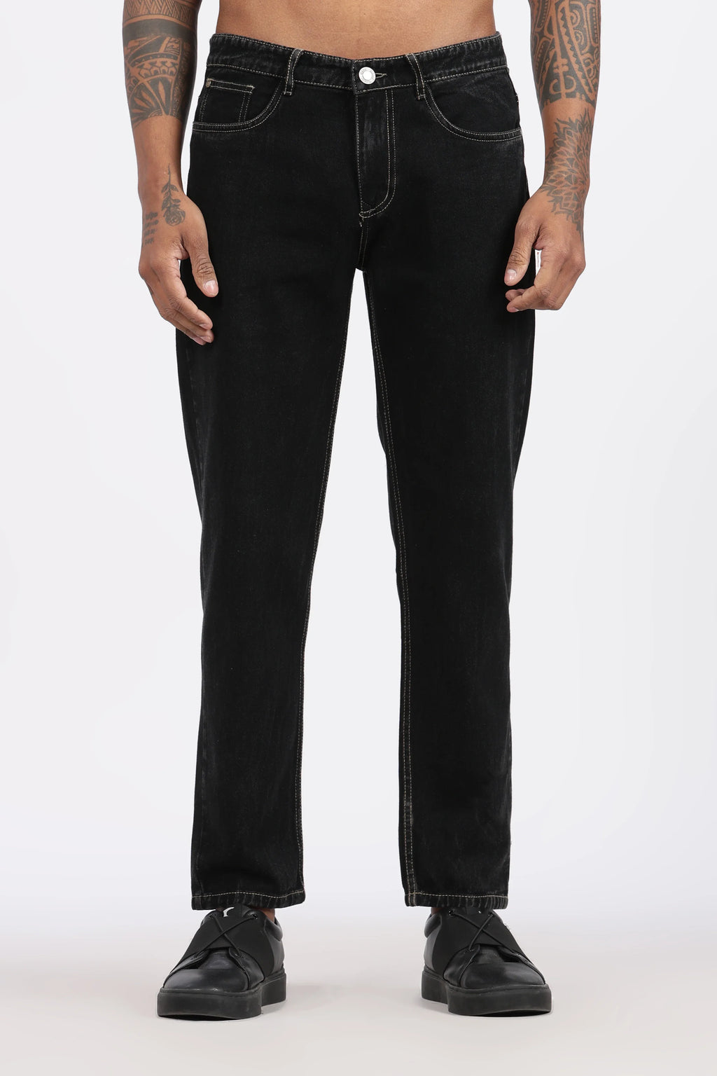 MENS MOM FIT - JET BLACK DENIM JEANS - GR DENIMS