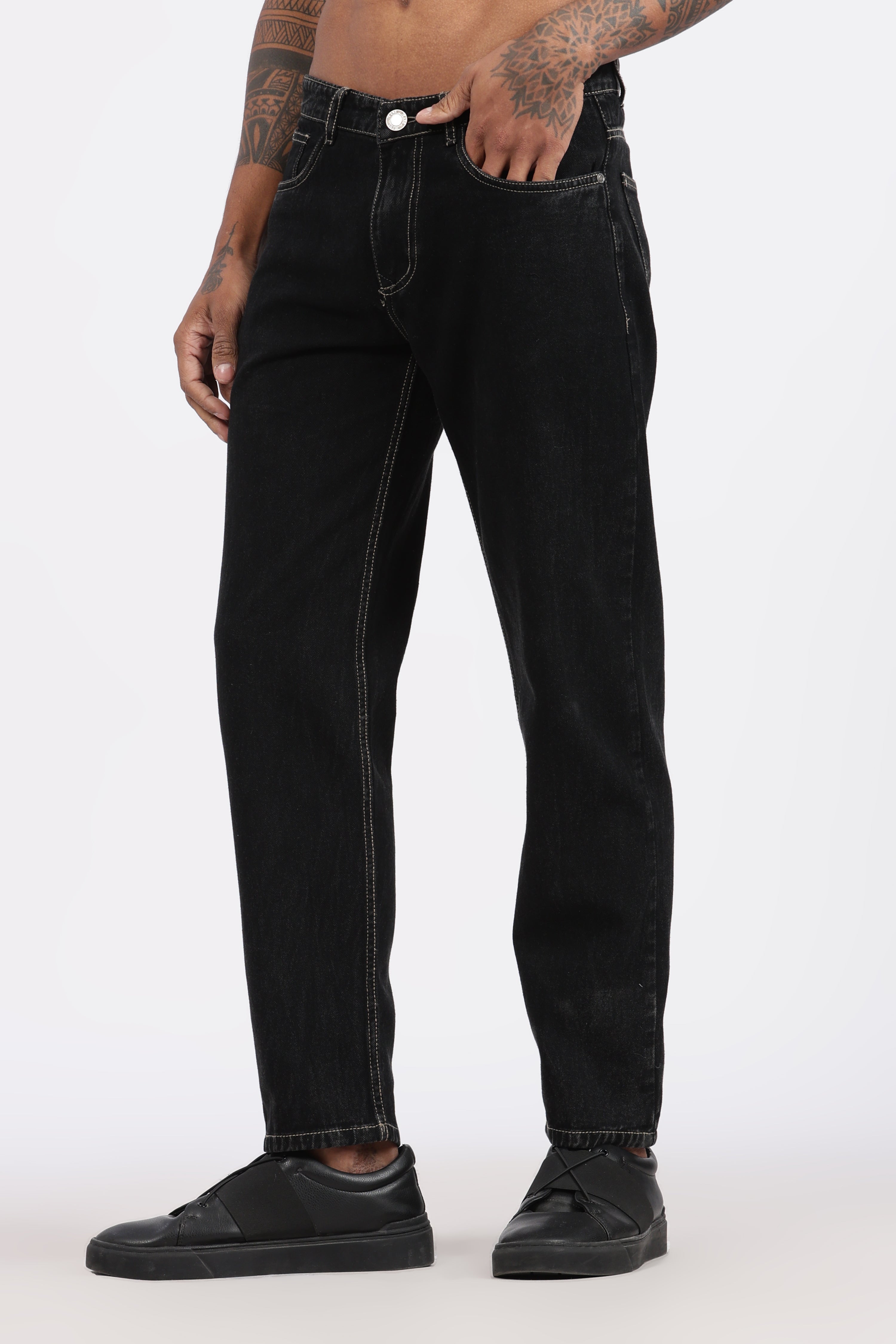 MENS MOM FIT - JET BLACK DENIM JEANS