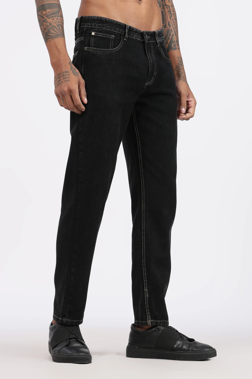 MENS MOM FIT - JET BLACK DENIM JEANS - GR DENIMS