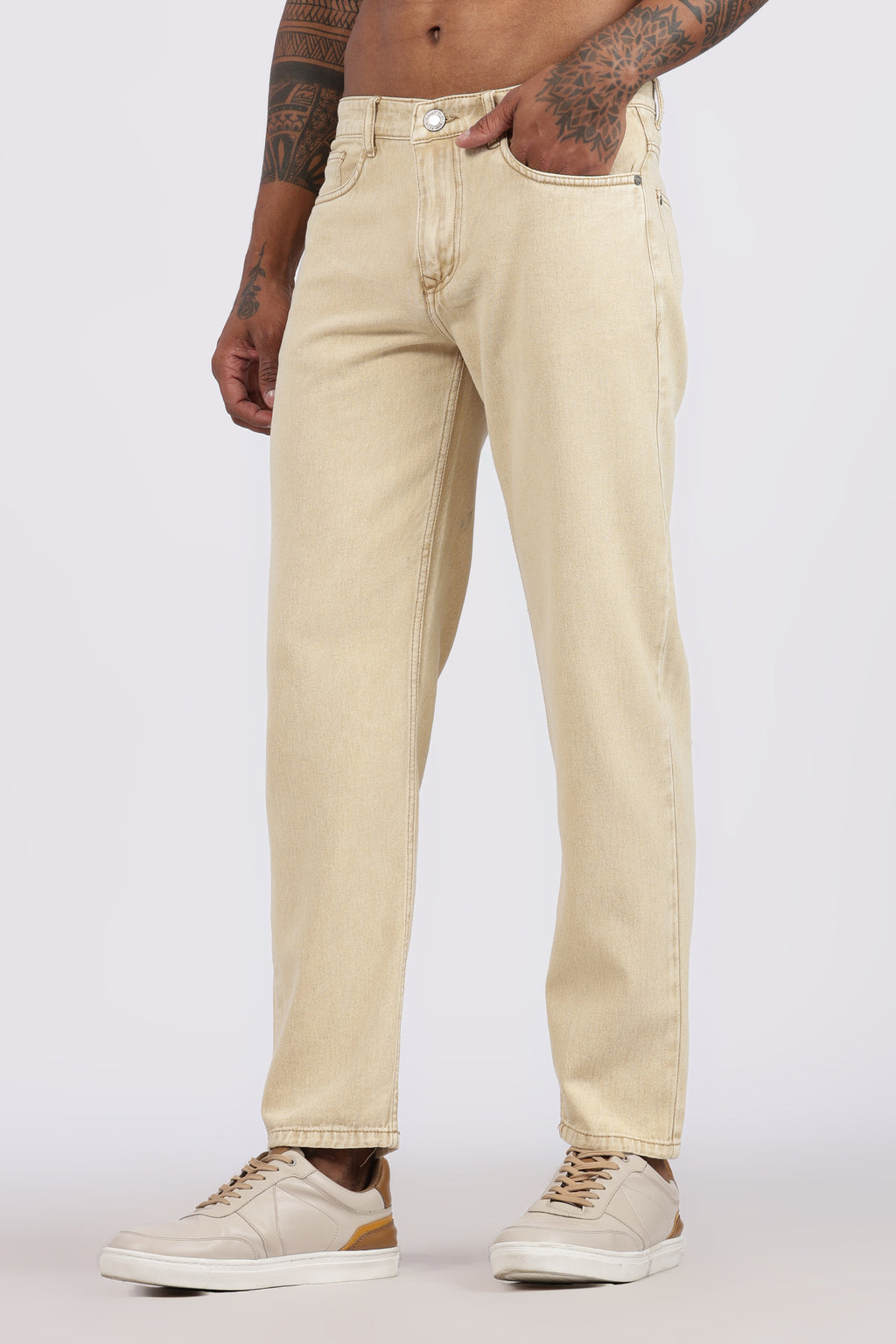 Mens Regular Fit Jeans - Sand Beige