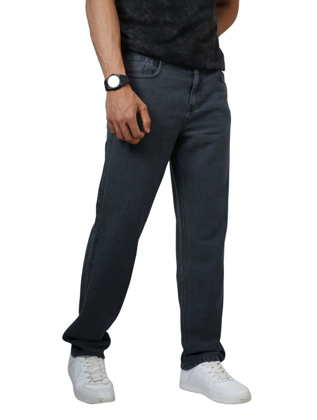 Men’s Regular Fit Dark Grey 100% Cotton Denim Jeans – Premium Stitching, No Color Fade, Brand-Standard Fit