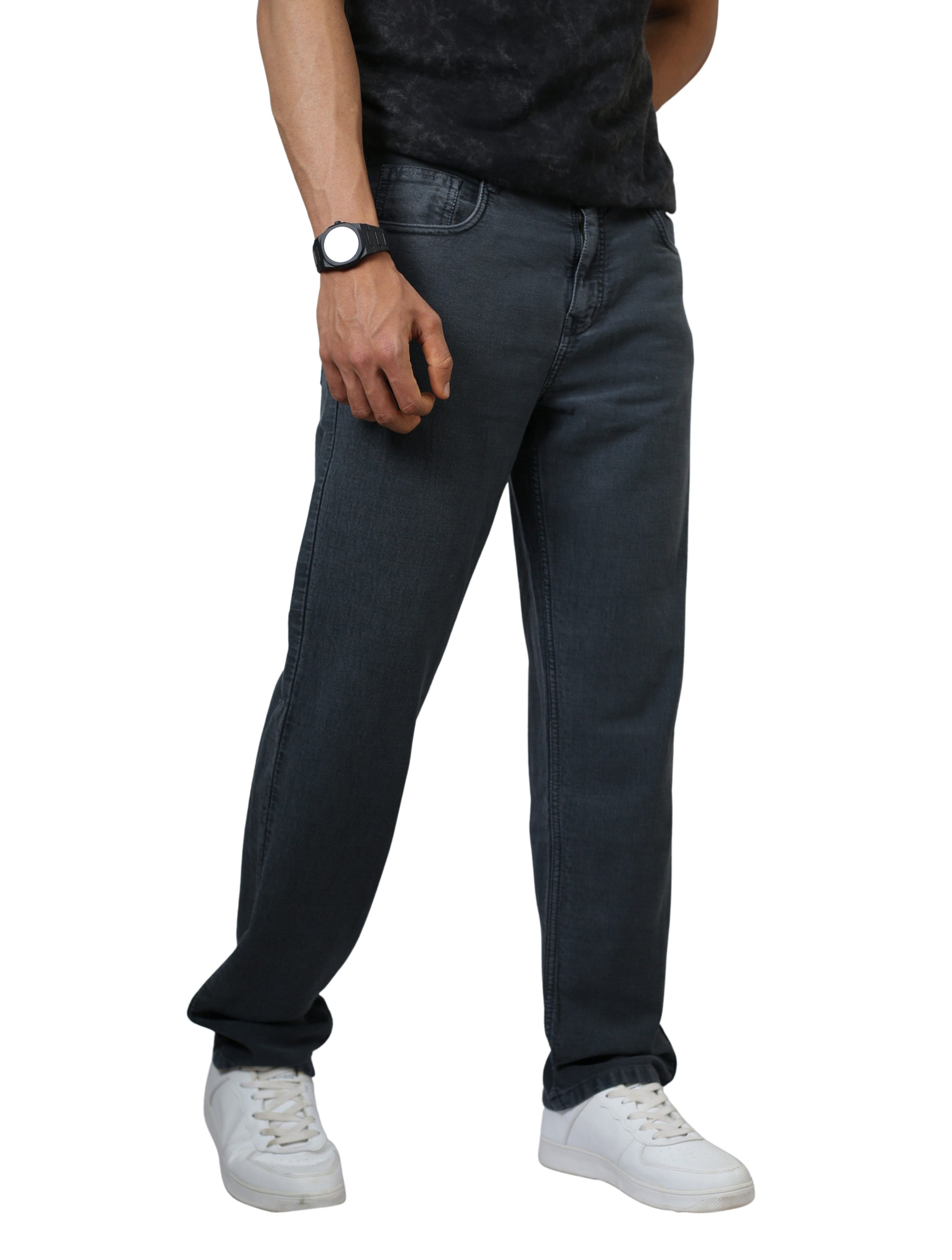 Men’s Regular Fit Dark Grey 100% Cotton Denim Jeans – Premium Stitching, No Color Fade, Brand-Standard Fit