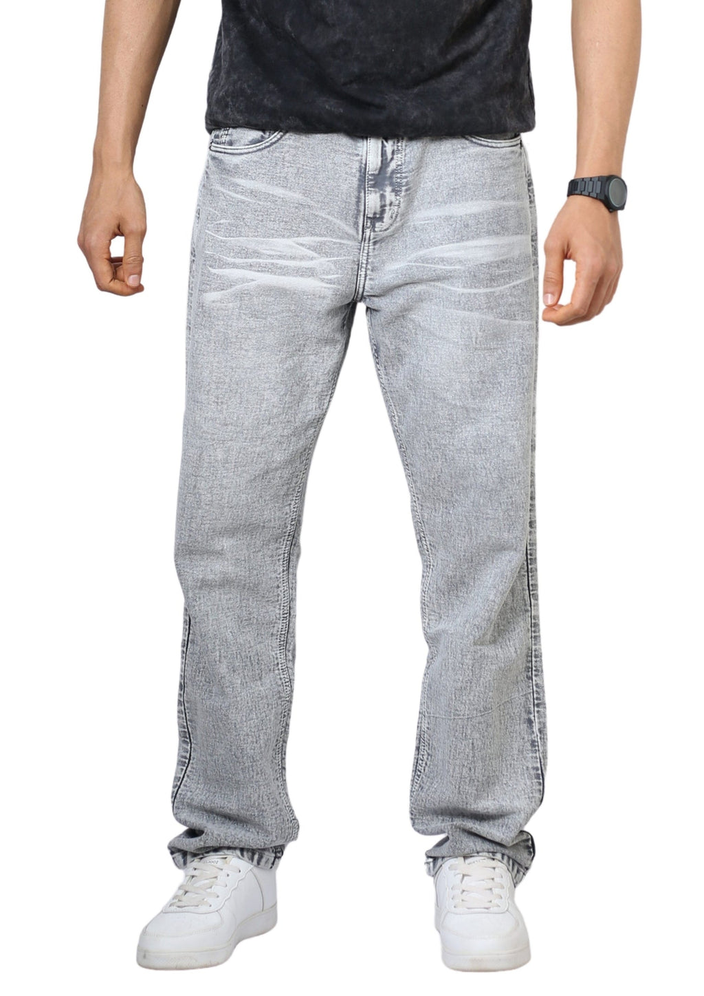 Men’s Silver Grey Jira Washed Straight Fit Jeans – Premium Denim, Breathable Cotton, No Color Fade, Brand-Quality Stitching