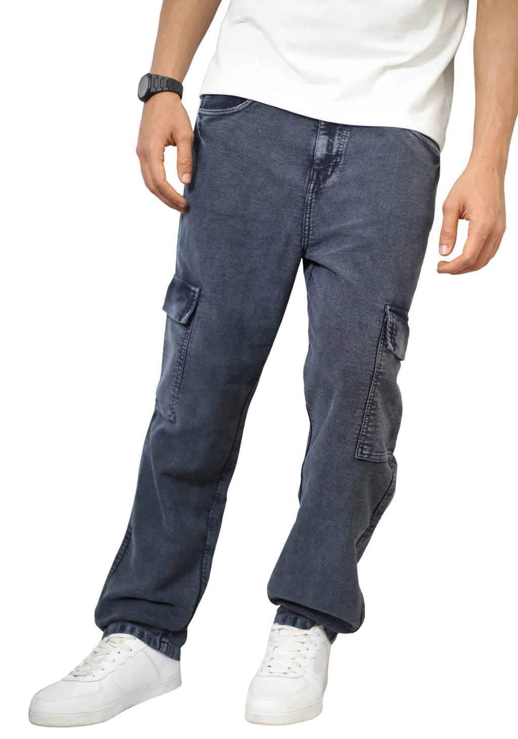 Men’s Straight Fit 7 Pocket Cargo Pants – Ash Grey Finish, Premium Stitching, 100% Breathable Cotton, No Color Fade