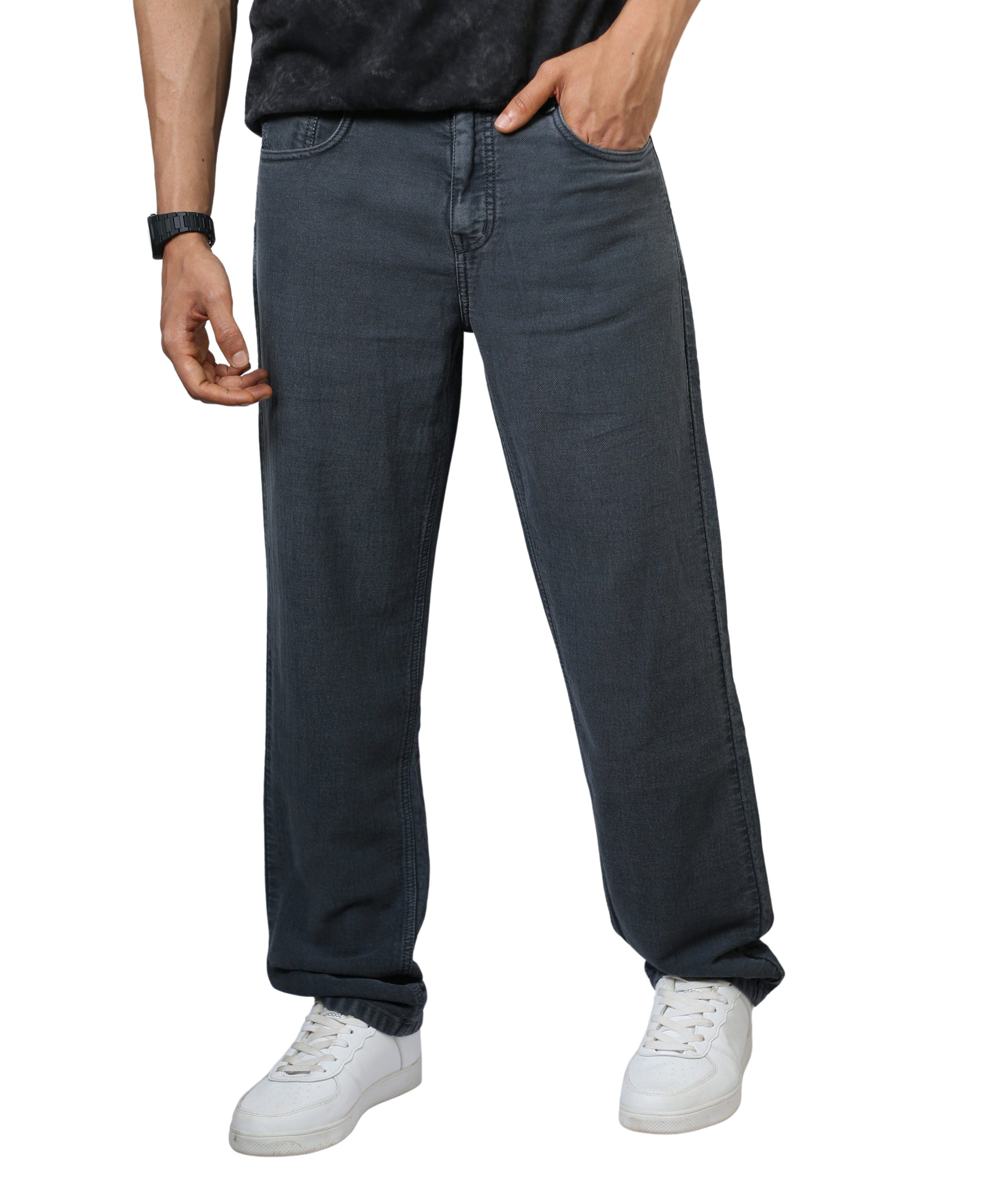 Men’s Regular Fit Dark Grey 100% Cotton Denim Jeans – Premium Stitching, No Color Fade, Brand-Standard Fit