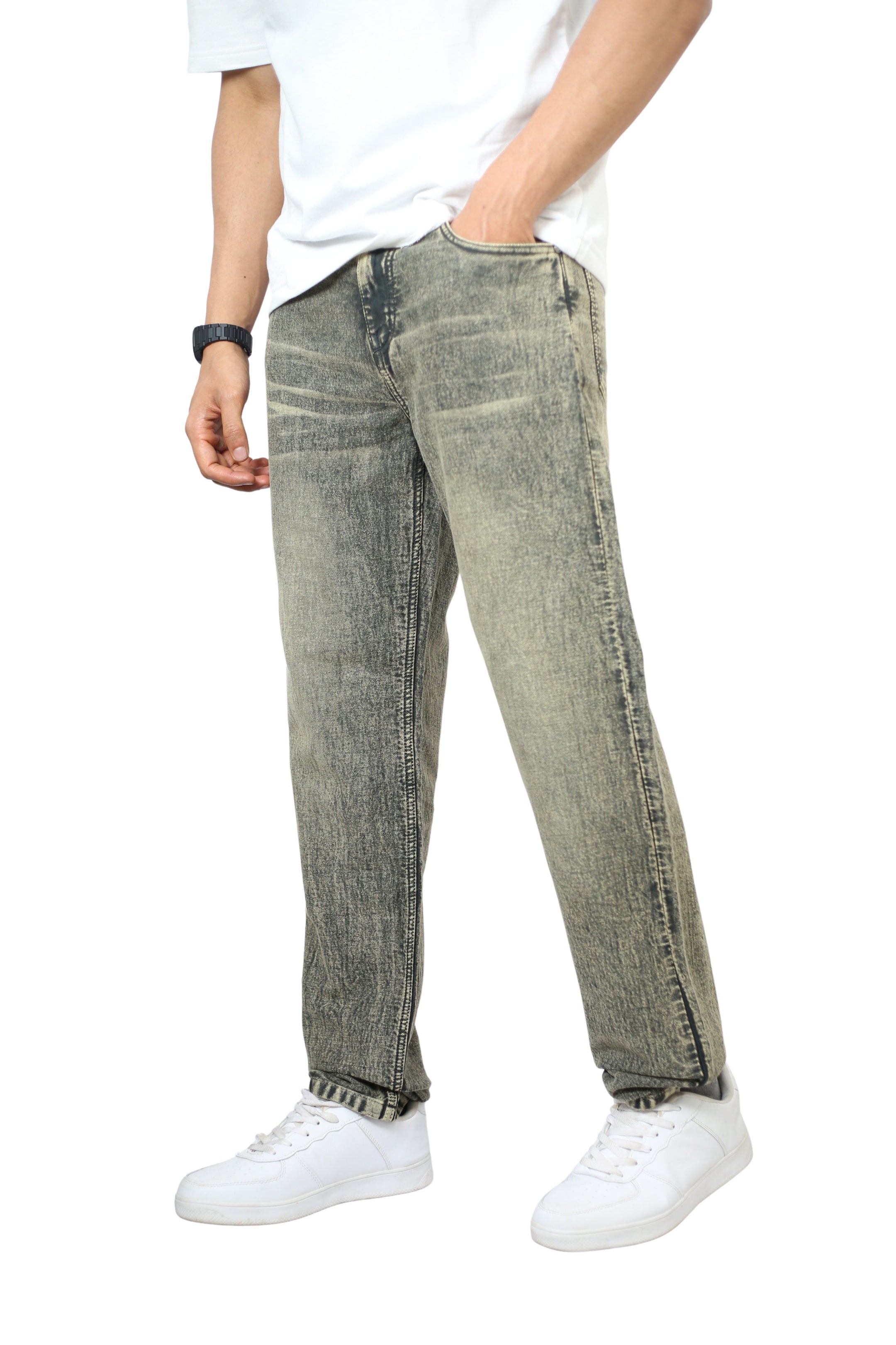 Men’s Yellow Dirt Look Jira Wash Regular Fit Jeans