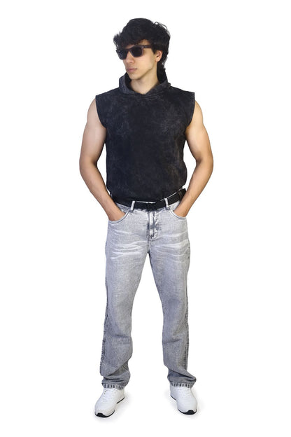 MENS REGULAR FIT JEANS- SILVER GREY