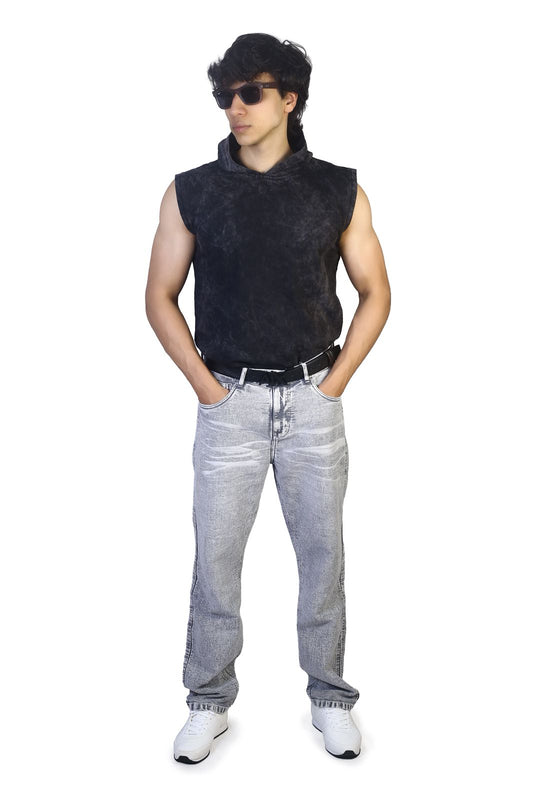 MENS REGULAR FIT JEANS- SILVER GREY