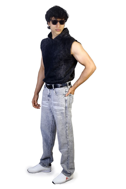 MENS REGULAR FIT JEANS- SILVER GREY