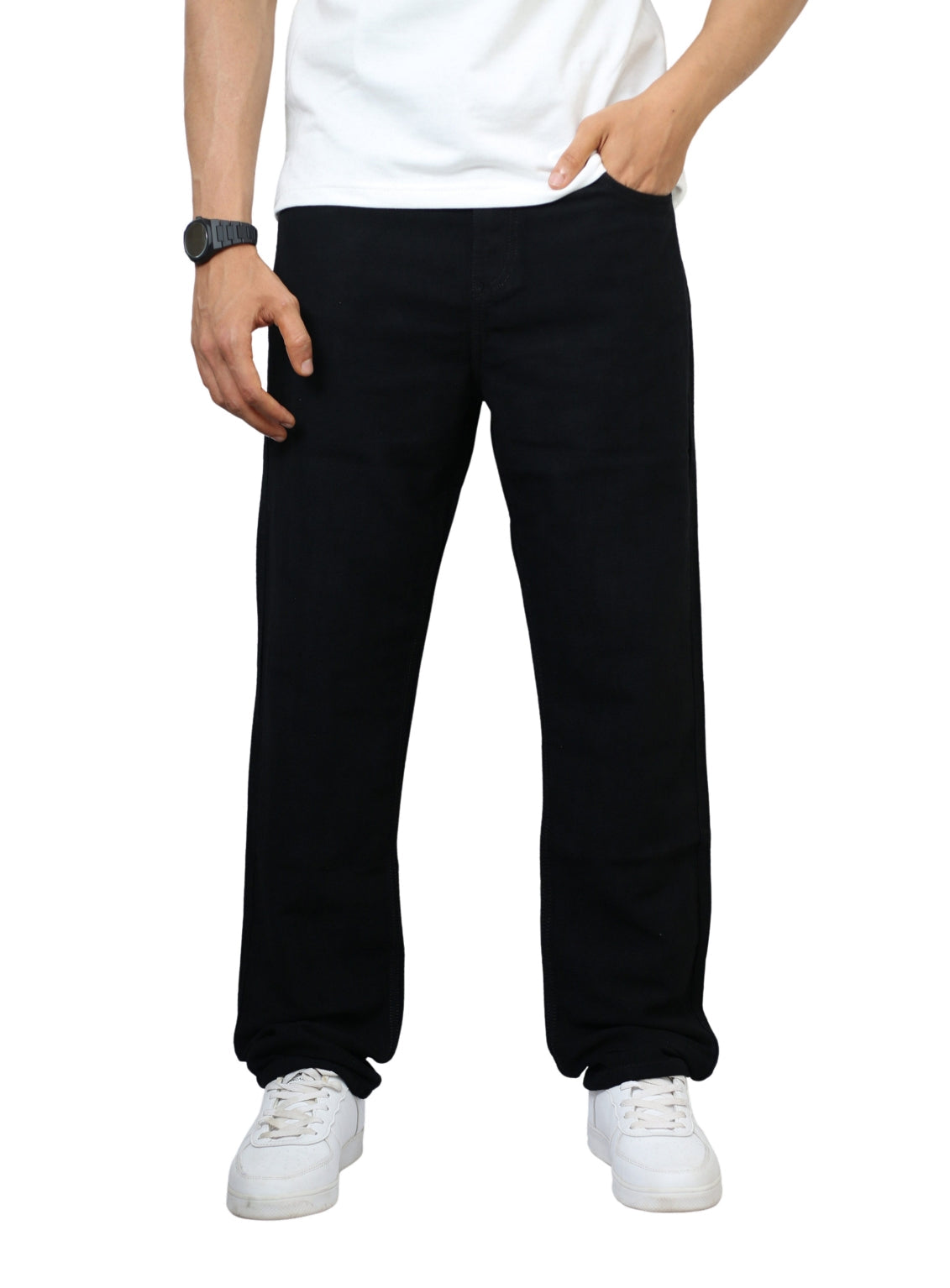 Men's Black Straight Fit Denims Jeans
