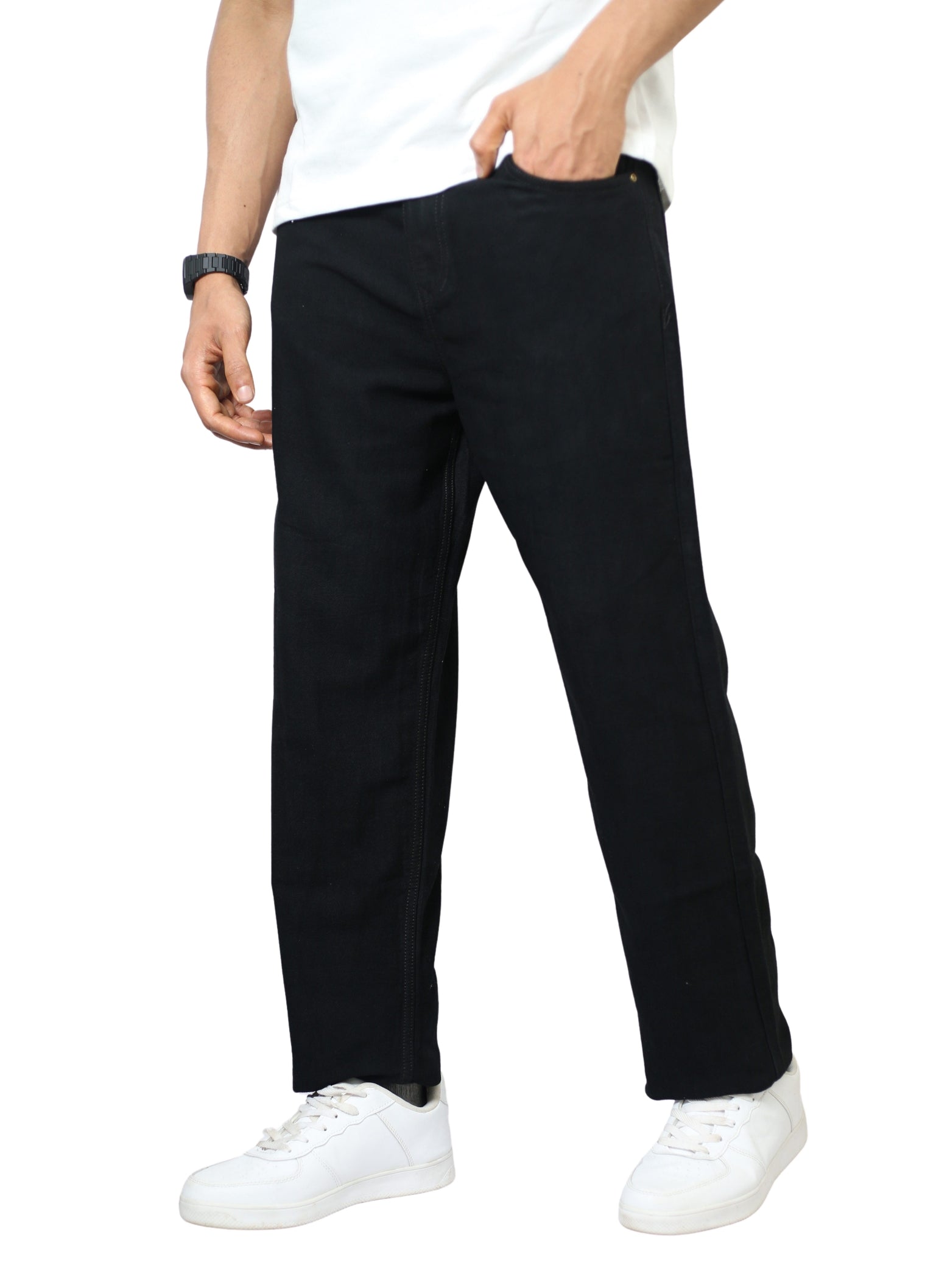 Men's Black Straight Fit Denims Jeans